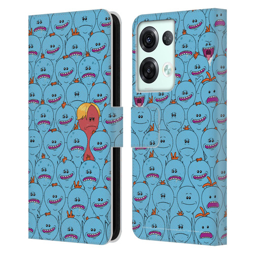 Rick And Morty Season 4 Graphics Mr. Meeseeks Pattern Leather Book Wallet Case Cover For OPPO Reno8 Pro