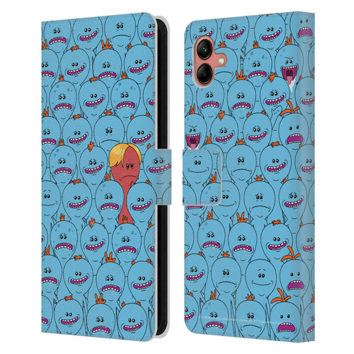 Rick And Morty Season 4 Graphics Mr. Meeseeks Pattern Leather Book Wallet Case Cover For Samsung Galaxy A04 (2022)
