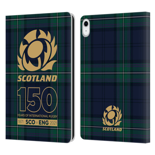 Scotland Rugby 150th Anniversary Tartan Leather Book Wallet Case Cover For Apple iPad 10.9 (2022)