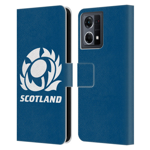 Scotland Rugby Logo 2 Plain Leather Book Wallet Case Cover For OPPO Reno8 4G