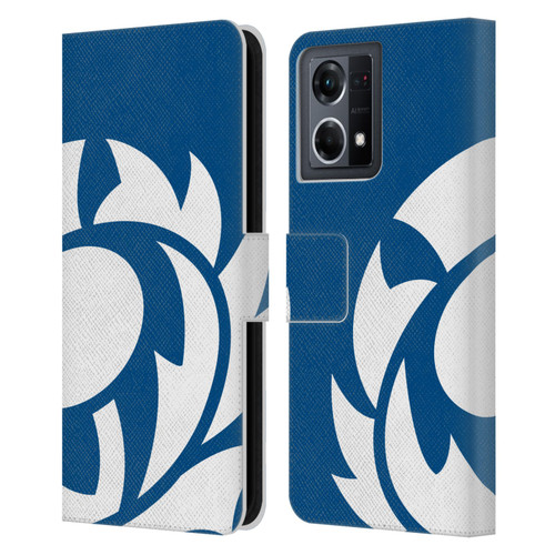 Scotland Rugby Oversized Thistle Saltire Blue Leather Book Wallet Case Cover For OPPO Reno8 4G