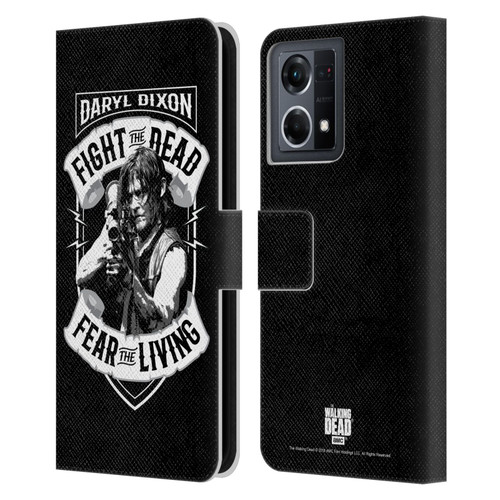 AMC The Walking Dead Daryl Dixon Biker Art RPG Black White Leather Book Wallet Case Cover For OPPO Reno8 4G