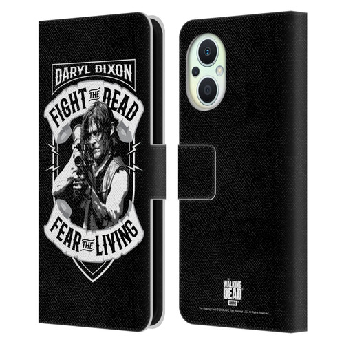 AMC The Walking Dead Daryl Dixon Biker Art RPG Black White Leather Book Wallet Case Cover For OPPO Reno8 Lite