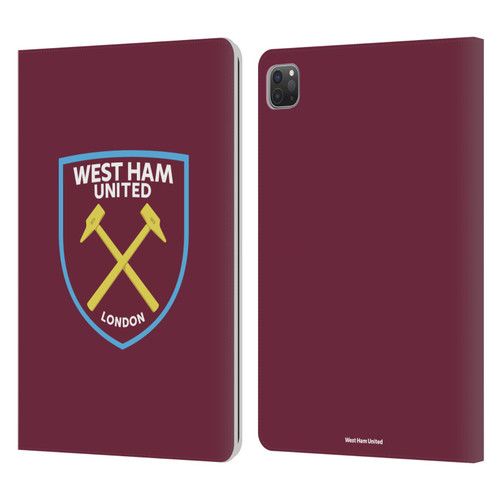 West Ham United FC Crest Full Colour Leather Book Wallet Case Cover For Apple iPad Pro 11 2020 / 2021 / 2022