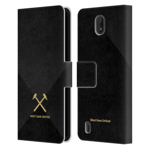 West Ham United FC Hammer Marque Kit Black & Gold Leather Book Wallet Case Cover For Nokia C01 Plus/C1 2nd Edition