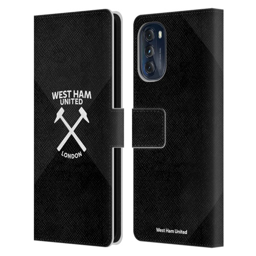 West Ham United FC Hammer Marque Kit Black & White Gradient Leather Book Wallet Case Cover For Motorola Moto G (2022)