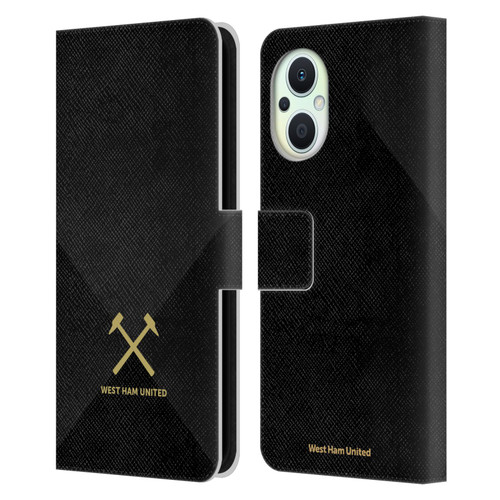 West Ham United FC Hammer Marque Kit Black & Gold Leather Book Wallet Case Cover For OPPO Reno8 Lite