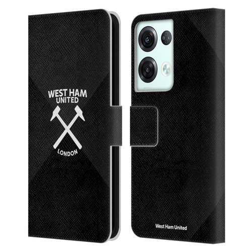 West Ham United FC Hammer Marque Kit Black & White Gradient Leather Book Wallet Case Cover For OPPO Reno8 Pro