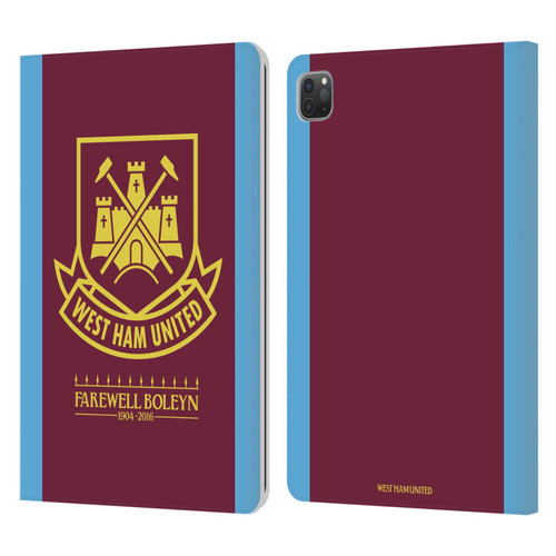 West Ham United FC Retro Crest 2015/16 Final Home Leather Book Wallet Case Cover For Apple iPad Pro 11 2020 / 2021 / 2022