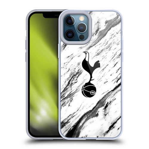 Tottenham Hotspur F.C. Badge Black And White Marble Soft Gel Case for Apple iPhone 12 Pro Max