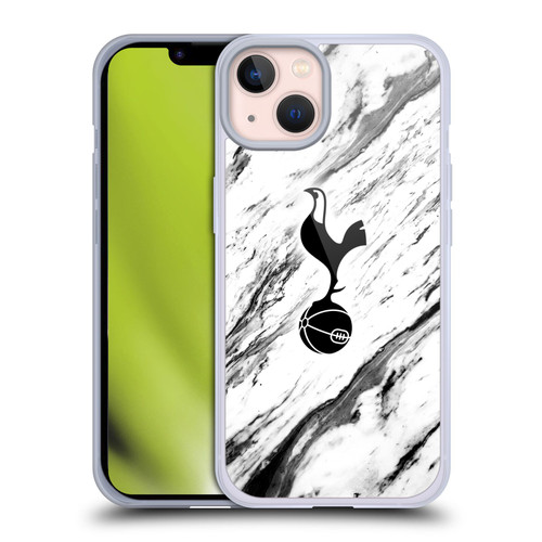 Tottenham Hotspur F.C. Badge Black And White Marble Soft Gel Case for Apple iPhone 13