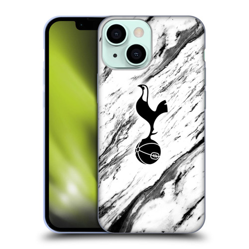 Tottenham Hotspur F.C. Badge Black And White Marble Soft Gel Case for Apple iPhone 13 Mini
