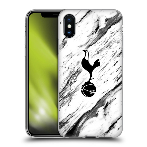 Tottenham Hotspur F.C. Badge Black And White Marble Soft Gel Case for Apple iPhone X / iPhone XS