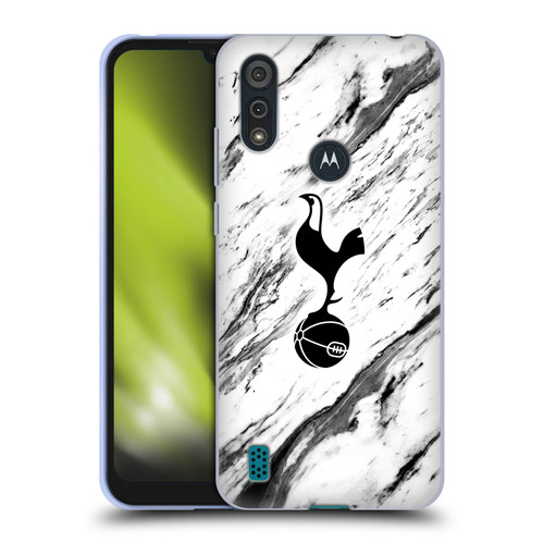 Tottenham Hotspur F.C. Badge Black And White Marble Soft Gel Case for Motorola Moto E6s (2020)