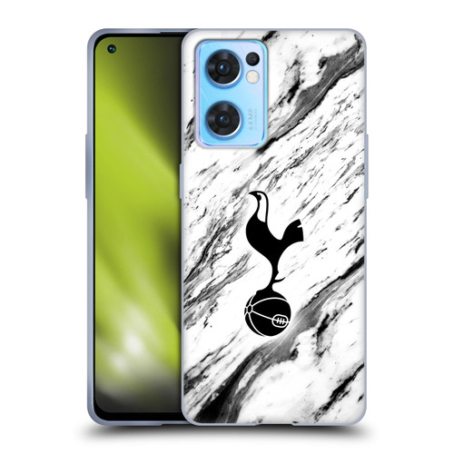 Tottenham Hotspur F.C. Badge Black And White Marble Soft Gel Case for OPPO Reno7 5G / Find X5 Lite