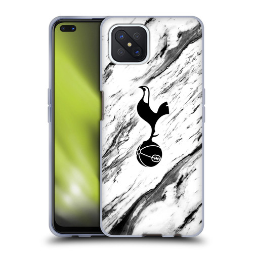 Tottenham Hotspur F.C. Badge Black And White Marble Soft Gel Case for OPPO Reno4 Z 5G