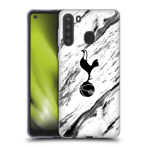 Tottenham Hotspur F.C. Badge Black And White Marble Soft Gel Case for Samsung Galaxy A21 (2020)