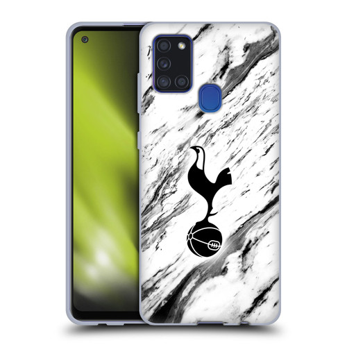 Tottenham Hotspur F.C. Badge Black And White Marble Soft Gel Case for Samsung Galaxy A21s (2020)