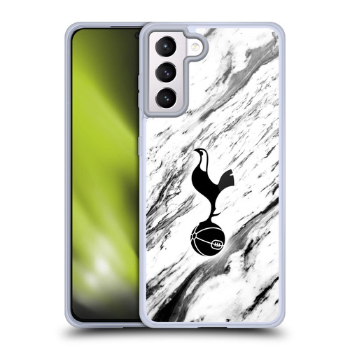 Tottenham Hotspur F.C. Badge Black And White Marble Soft Gel Case for Samsung Galaxy S21+ 5G