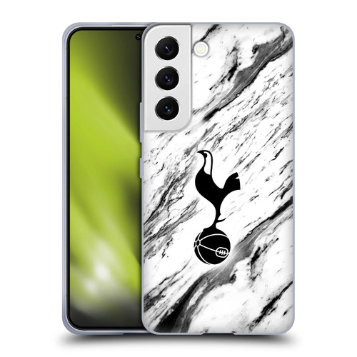 Tottenham Hotspur F.C. Badge Black And White Marble Soft Gel Case for Samsung Galaxy S22 5G