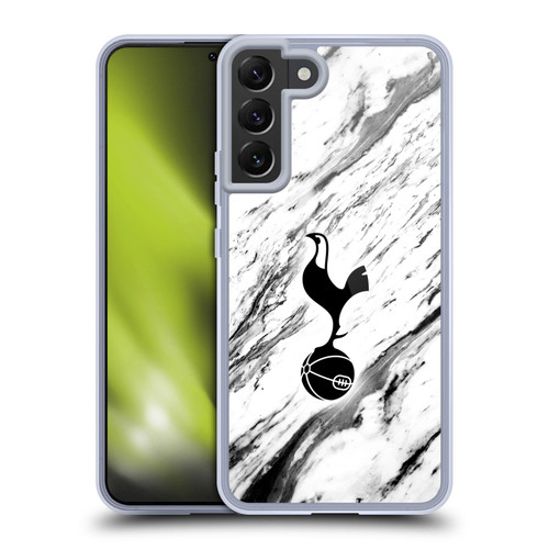 Tottenham Hotspur F.C. Badge Black And White Marble Soft Gel Case for Samsung Galaxy S22+ 5G