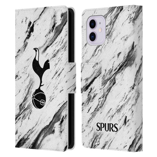 Tottenham Hotspur F.C. Badge Black And White Marble Leather Book Wallet Case Cover For Apple iPhone 11