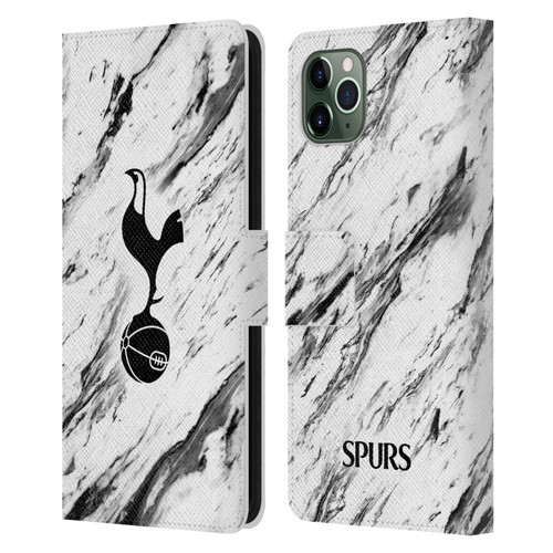 Tottenham Hotspur F.C. Badge Black And White Marble Leather Book Wallet Case Cover For Apple iPhone 11 Pro Max