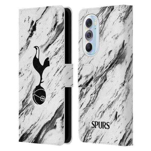 Tottenham Hotspur F.C. Badge Black And White Marble Leather Book Wallet Case Cover For Motorola Edge X30