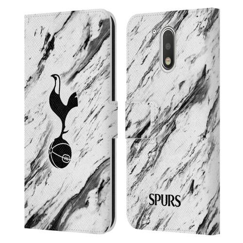 Tottenham Hotspur F.C. Badge Black And White Marble Leather Book Wallet Case Cover For Motorola Moto G41