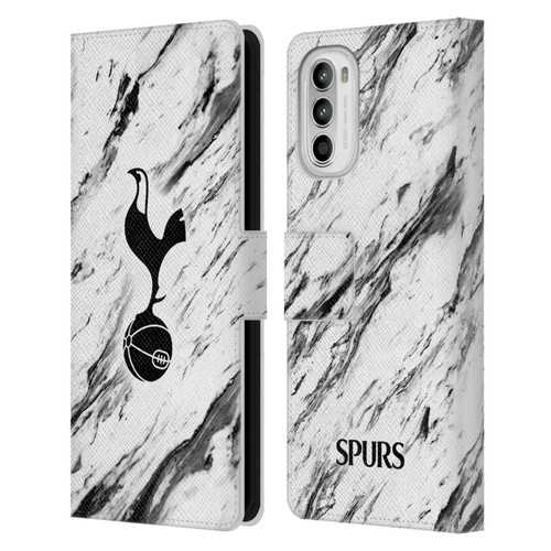 Tottenham Hotspur F.C. Badge Black And White Marble Leather Book Wallet Case Cover For Motorola Moto G52