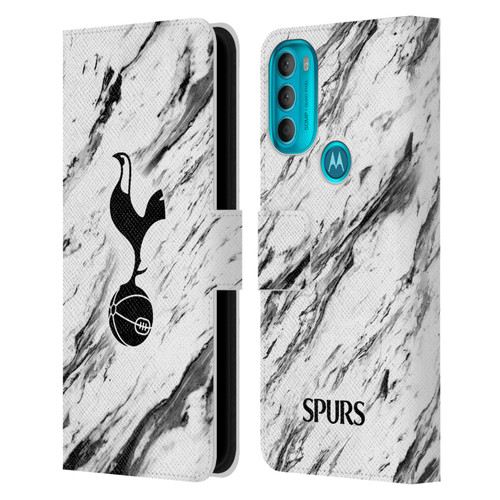 Tottenham Hotspur F.C. Badge Black And White Marble Leather Book Wallet Case Cover For Motorola Moto G71 5G