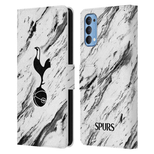 Tottenham Hotspur F.C. Badge Black And White Marble Leather Book Wallet Case Cover For OPPO Reno 4 5G