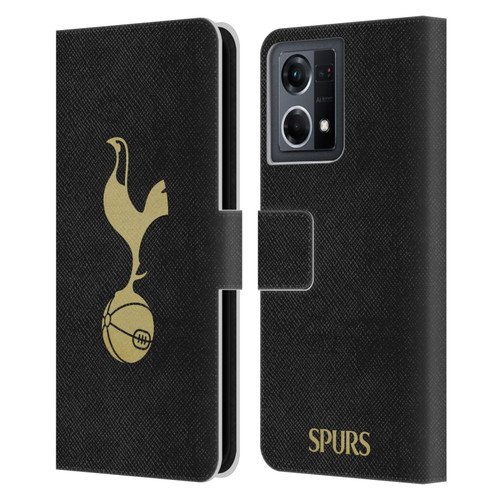 Tottenham Hotspur F.C. Badge Black And Gold Leather Book Wallet Case Cover For OPPO Reno8 4G