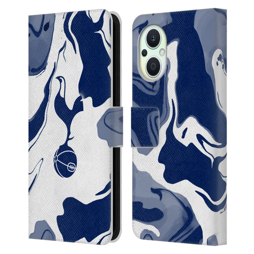 Tottenham Hotspur F.C. Badge Blue And White Marble Leather Book Wallet Case Cover For OPPO Reno8 Lite