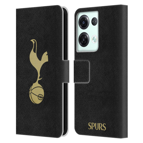 Tottenham Hotspur F.C. Badge Black And Gold Leather Book Wallet Case Cover For OPPO Reno8 Pro
