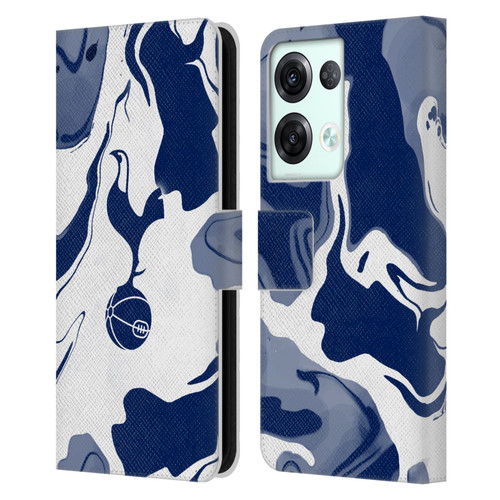 Tottenham Hotspur F.C. Badge Blue And White Marble Leather Book Wallet Case Cover For OPPO Reno8 Pro