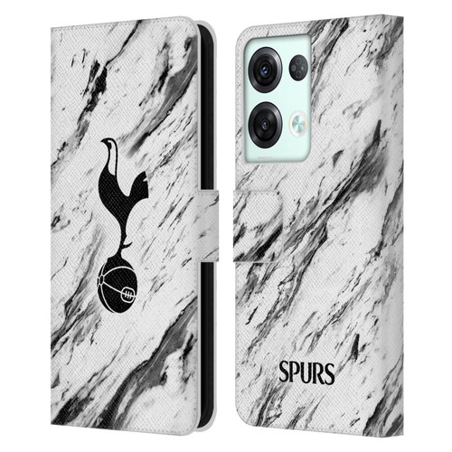 Tottenham Hotspur F.C. Badge Black And White Marble Leather Book Wallet Case Cover For OPPO Reno8 Pro