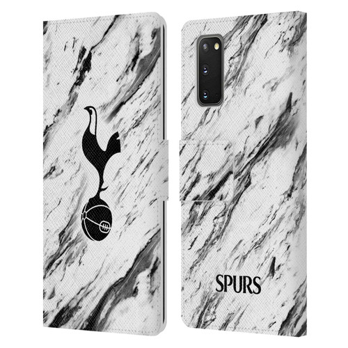 Tottenham Hotspur F.C. Badge Black And White Marble Leather Book Wallet Case Cover For Samsung Galaxy S20 / S20 5G