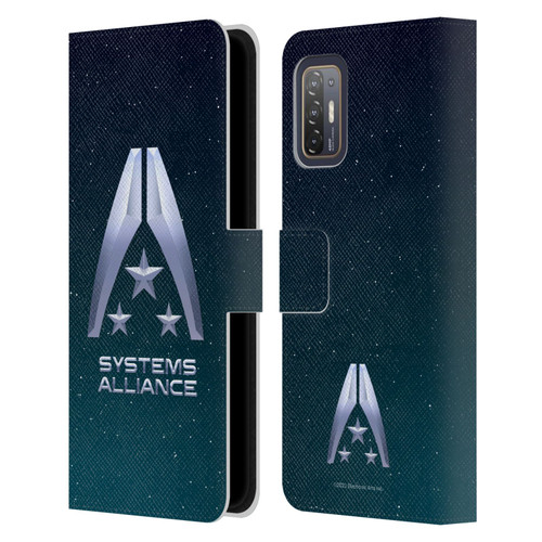 EA Bioware Mass Effect Graphics Systems Alliance Logo Leather Book Wallet Case Cover For HTC Desire 21 Pro 5G