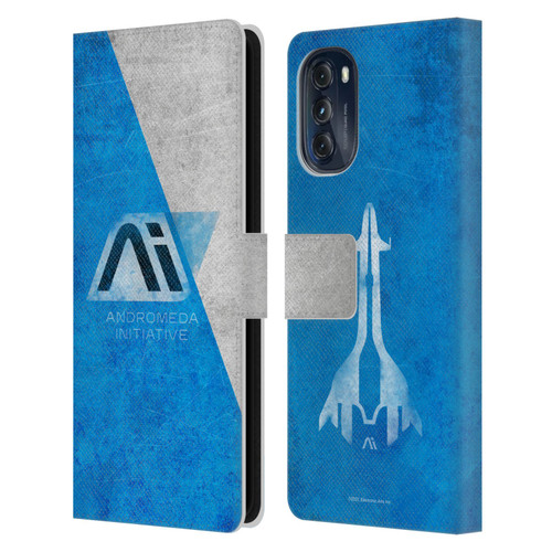 EA Bioware Mass Effect Andromeda Graphics Initiative Distressed Leather Book Wallet Case Cover For Motorola Moto G (2022)