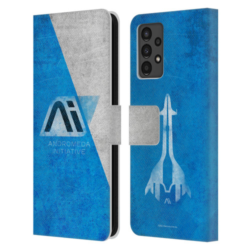 EA Bioware Mass Effect Andromeda Graphics Initiative Distressed Leather Book Wallet Case Cover For Samsung Galaxy A13 (2022)