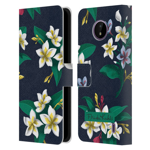 Frida Kahlo Flowers Plumeria Leather Book Wallet Case Cover For Nokia C10 / C20