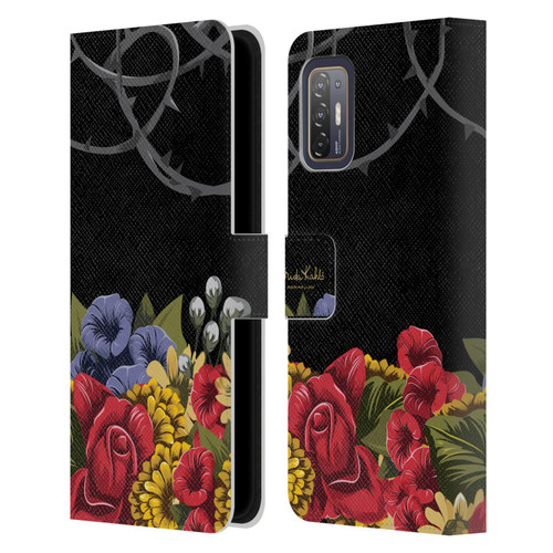 Frida Kahlo Red Florals Efflorescence Leather Book Wallet Case Cover For HTC Desire 21 Pro 5G