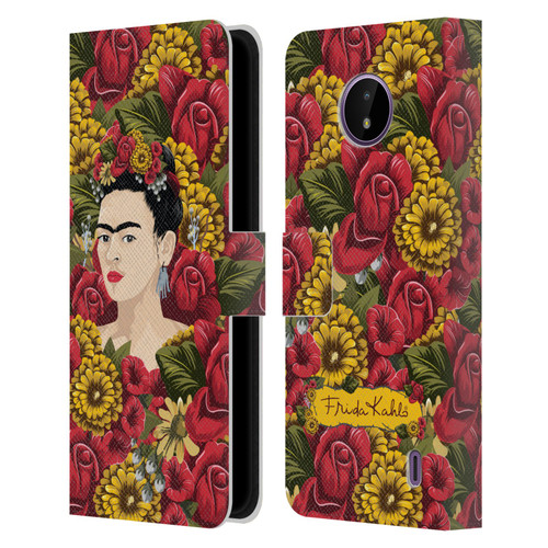 Frida Kahlo Red Florals Portrait Pattern Leather Book Wallet Case Cover For Nokia C10 / C20