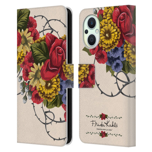 Frida Kahlo Red Florals Vine Leather Book Wallet Case Cover For OPPO Reno8 Lite