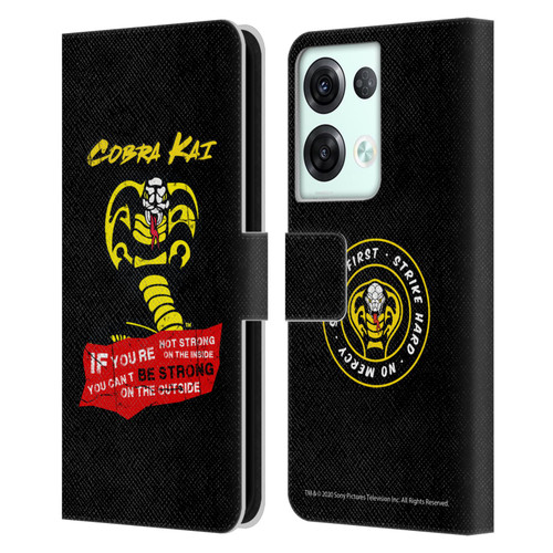 Cobra Kai Composed Art Be Strong Logo Leather Book Wallet Case Cover For OPPO Reno8 Pro