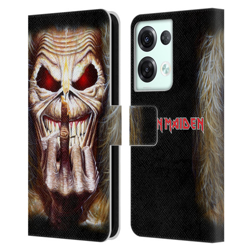 Iron Maiden Art Candle Finger Leather Book Wallet Case Cover For OPPO Reno8 Pro