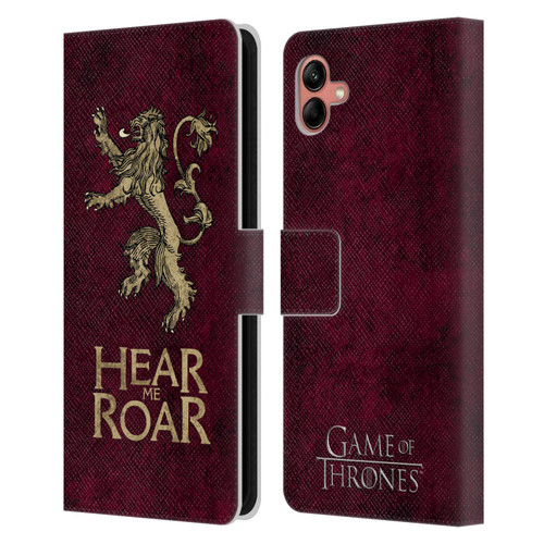 HBO Game of Thrones Dark Distressed Look Sigils Lannister Leather Book Wallet Case Cover For Samsung Galaxy A04 (2022)