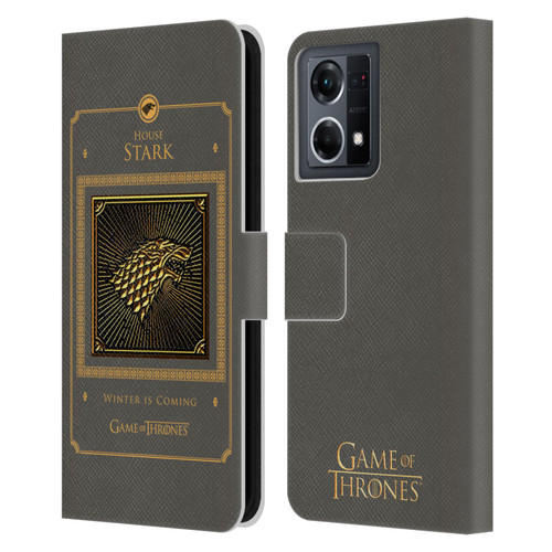 HBO Game of Thrones Golden Sigils Stark Border Leather Book Wallet Case Cover For OPPO Reno8 4G