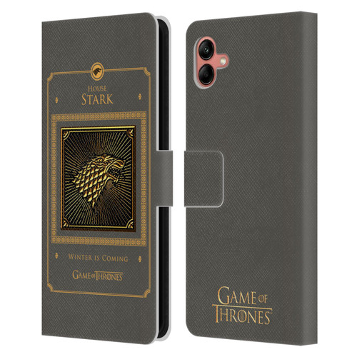 HBO Game of Thrones Golden Sigils Stark Border Leather Book Wallet Case Cover For Samsung Galaxy A04 (2022)
